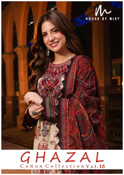 Ghazal Vol 16 Cotton Collection House Of Mist Karachi Readymade Suits Wholesale Price