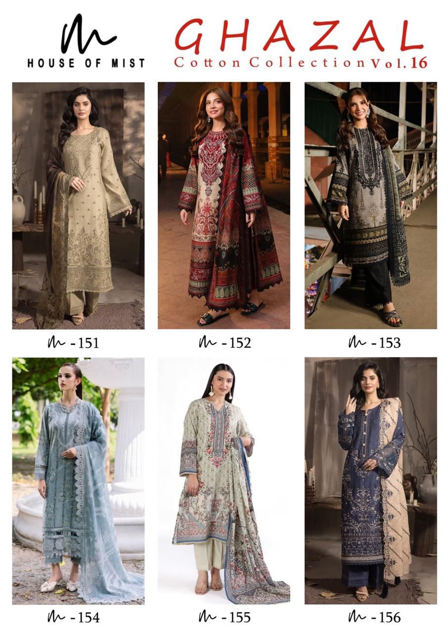 Ghazal Vol 16 Cotton Collection House Of Mist Karachi Salwar Suits Exporter