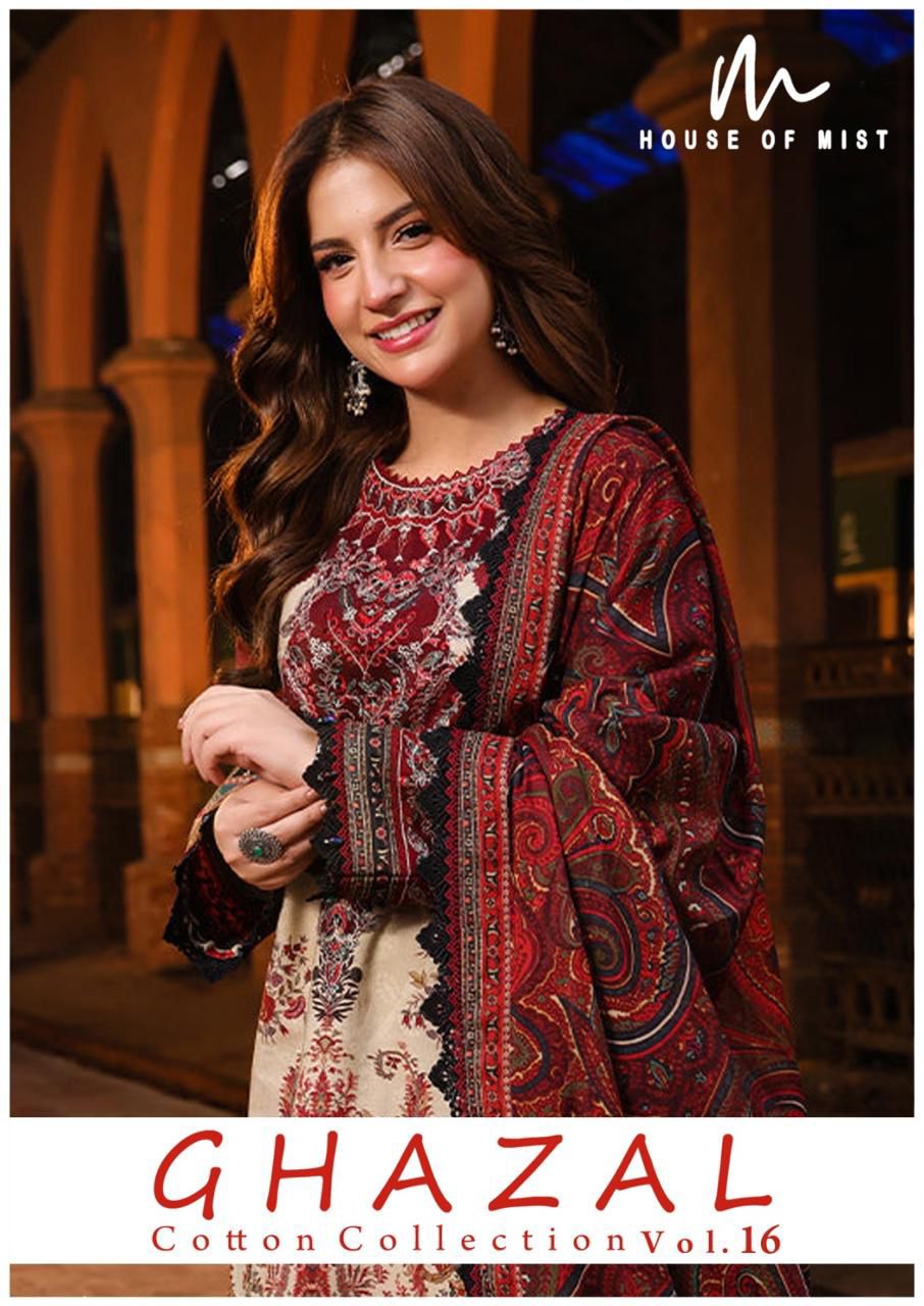 Ghazal Vol 16 Cotton Collection House Of Mist Karachi Salwar Suits Exporter