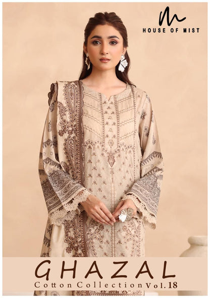 Ghazal Vol 18 Cotton Collection House Of Mist Karachi Salwar Suits Wholesale Price