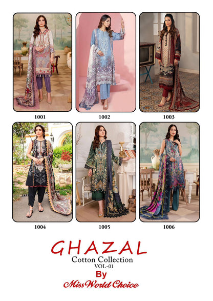 Ghazal Vol 1 Cotton Collection Miss World Choice Karachi Salwar Suits Wholesale Price