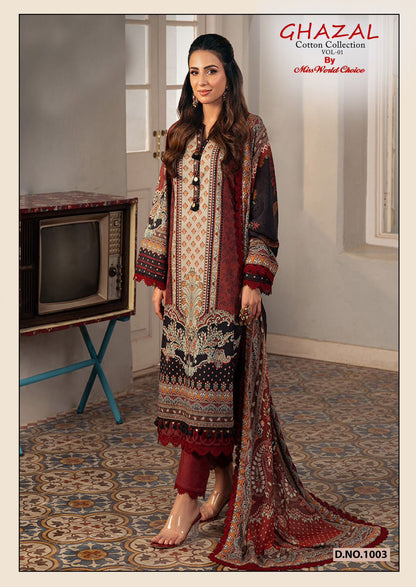 Ghazal Vol 1 Cotton Collection Miss World Choice Karachi Salwar Suits Wholesale Price