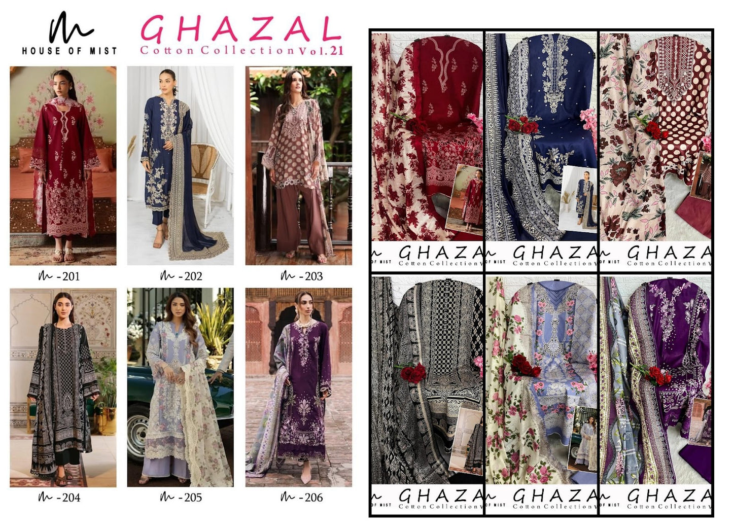 Ghazal Vol 21 Cotton Collection House Of Mist Karachi Salwar Suits Wholesale Price