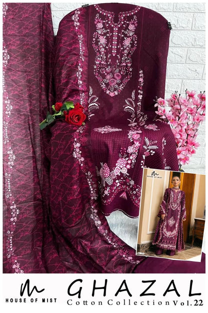 Ghazal Vol 22 House Of Mist Mix Cotton Karachi Salwar Suits Supplier