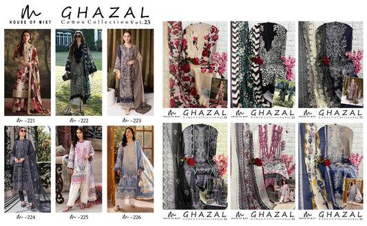 Ghazal Vol 23 House Of Mist Mix Cotton Karachi Salwar Suits Manufacturer Ahmedabad