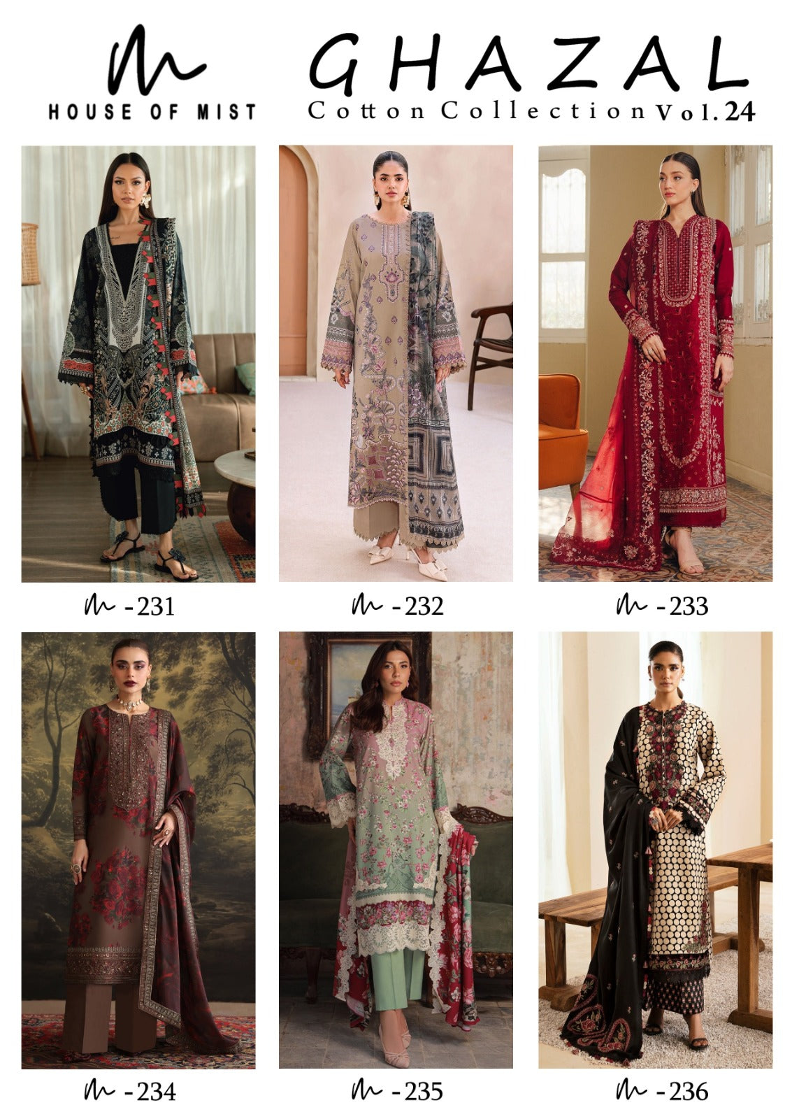 Ghazal Vol 24 House Of Mist Mix Cotton Karachi Salwar Suits Wholesaler Gujarat