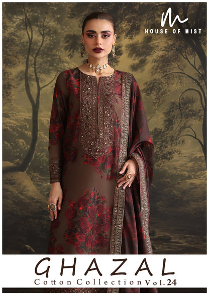 Ghazal Vol 24 House Of Mist Mix Cotton Karachi Salwar Suits Wholesaler Gujarat