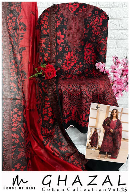 Ghazal Vol 25 House Of Mist Mix Cotton Karachi Salwar Suits Wholesaler India