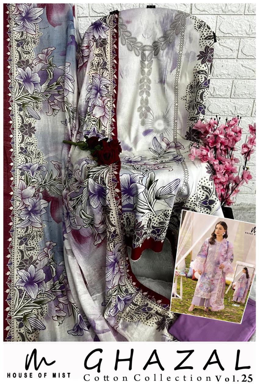 Ghazal Vol 25 House Of Mist Mix Cotton Karachi Salwar Suits Wholesaler India