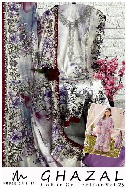Ghazal Vol 25 House Of Mist Mix Cotton Karachi Salwar Suits Wholesaler India