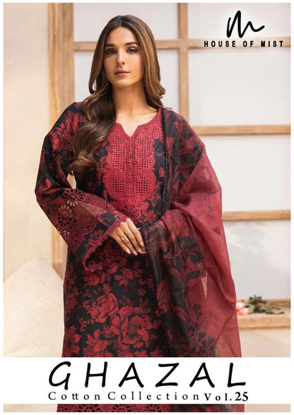 Ghazal Vol 25 House Of Mist Mix Cotton Karachi Salwar Suits Wholesaler India