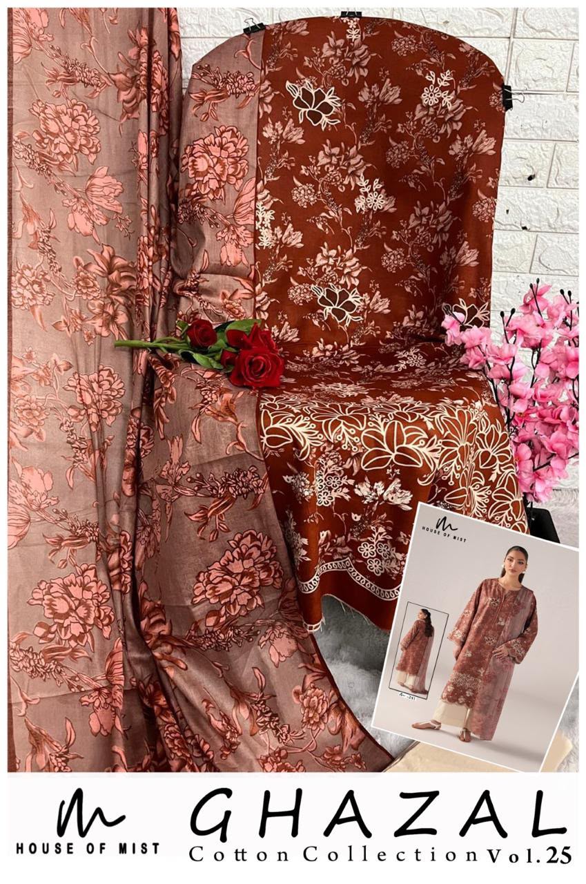 Ghazal Vol 25 House Of Mist Mix Cotton Karachi Salwar Suits Wholesaler India