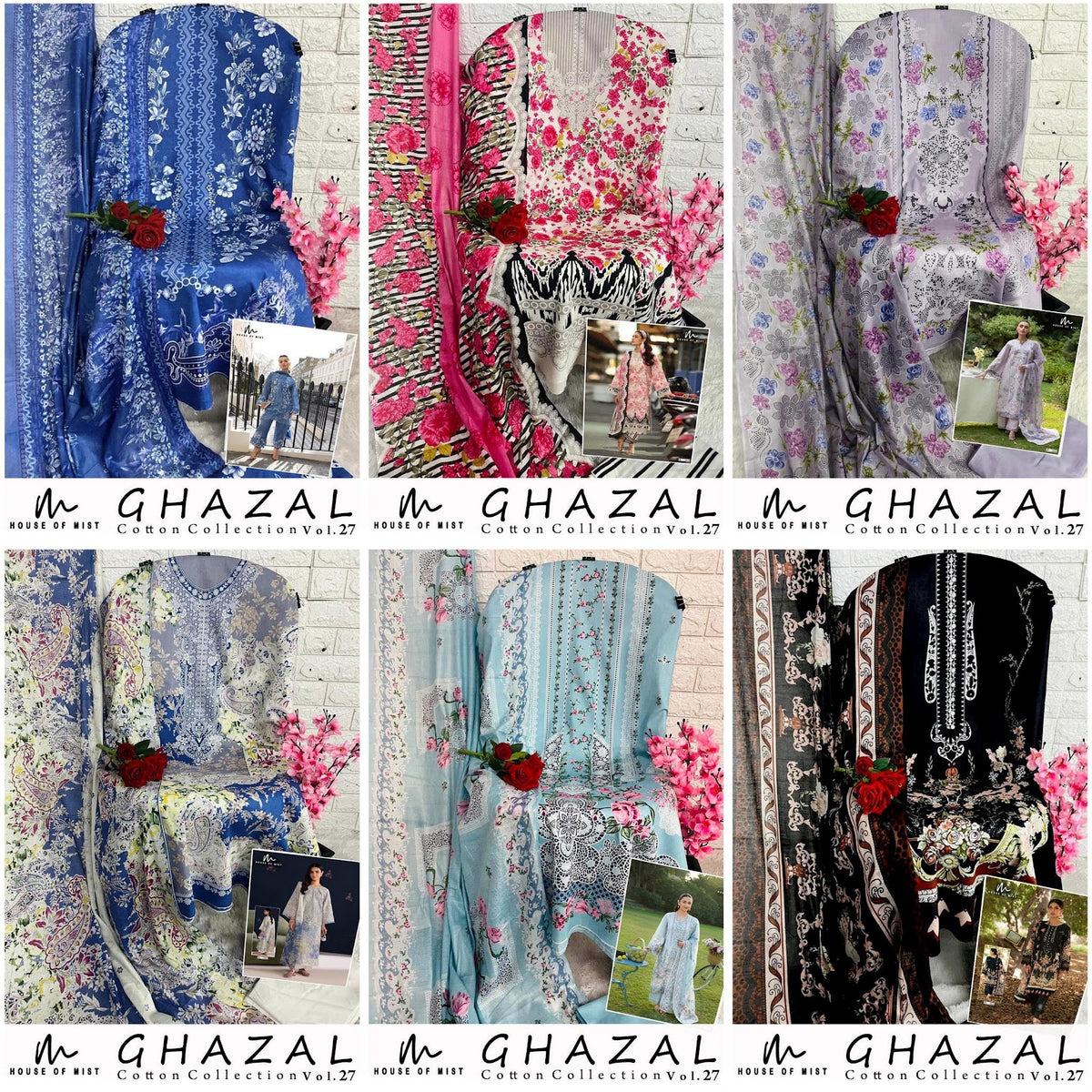 Ghazal Vol 27 House Of Mist Cotton Karachi Salwar Suits Exporter