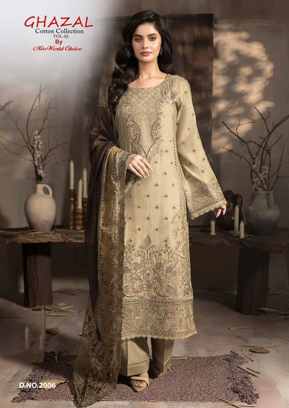 Ghazal Vol 2 Cotton Collection Miss World Choice Karachi Salwar Suits Supplier India
