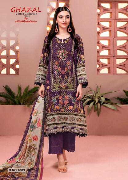 Ghazal Vol 2 Cotton Collection Miss World Choice Karachi Salwar Suits Supplier India