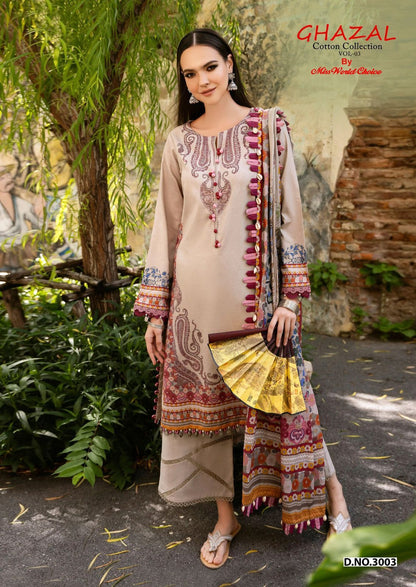 Ghazal Vol 3 Cotton Collection Miss World Choice Karachi Salwar Suits Wholesaler