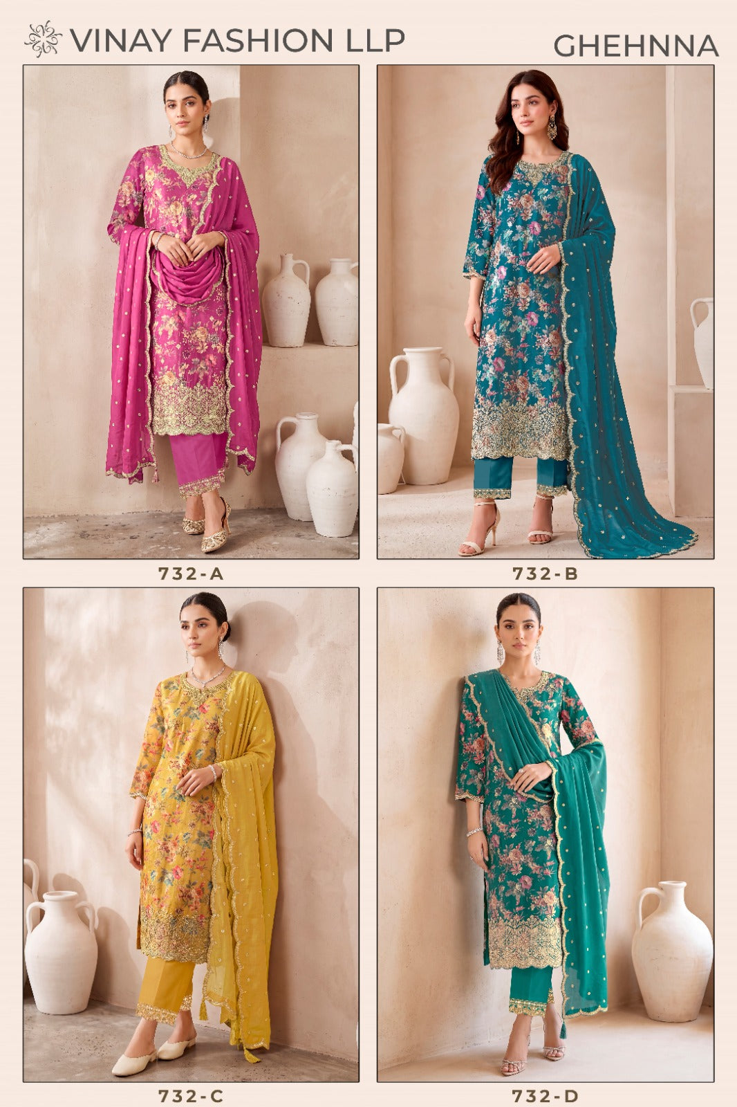 Ghehnna Vinay Fashion Llp Chinon Pant Style Suits Wholesaler