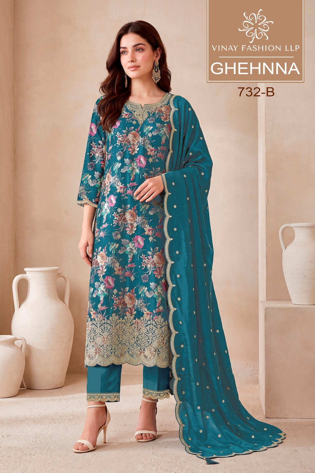 Ghehnna Vinay Fashion Llp Chinon Pant Style Suits Wholesaler