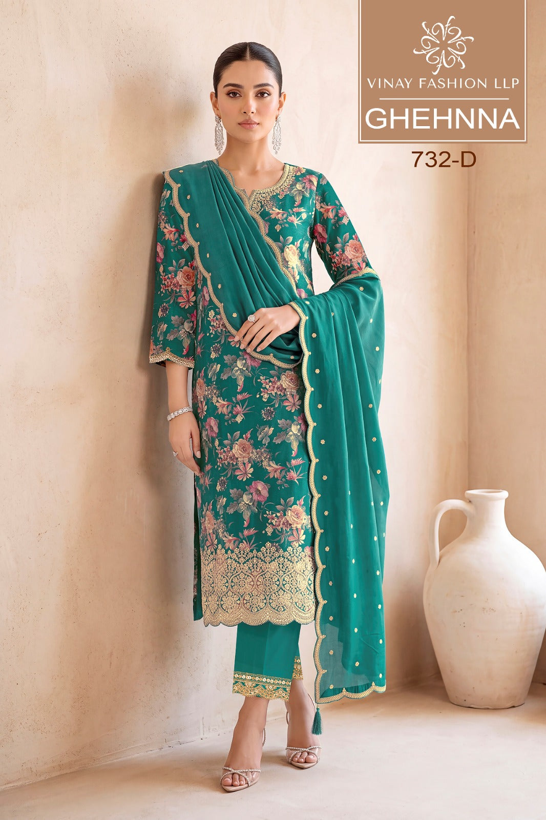 Ghehnna Vinay Fashion Llp Chinon Pant Style Suits Wholesaler