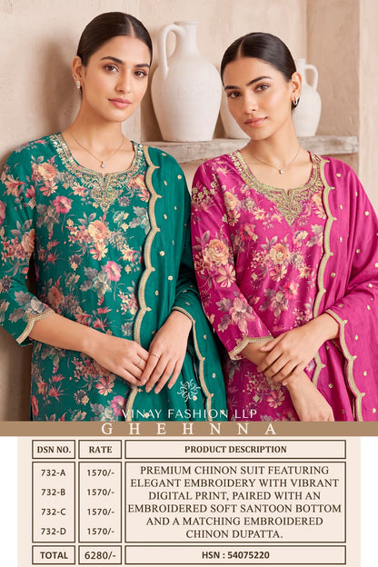 Ghehnna Vinay Fashion Llp Chinon Pant Style Suits Wholesaler