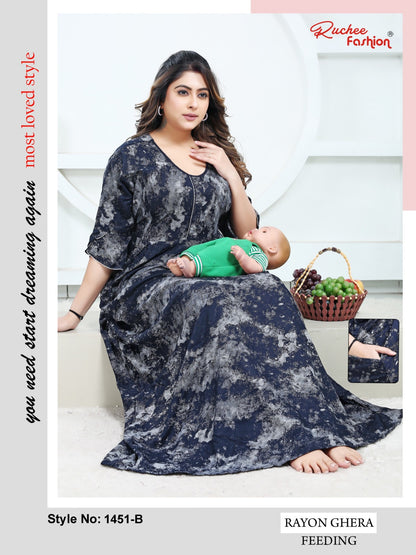 Ghera 1449-1451 Ruchee Fashion Rayon Feeding Night Gown Exporter Ahmedabad