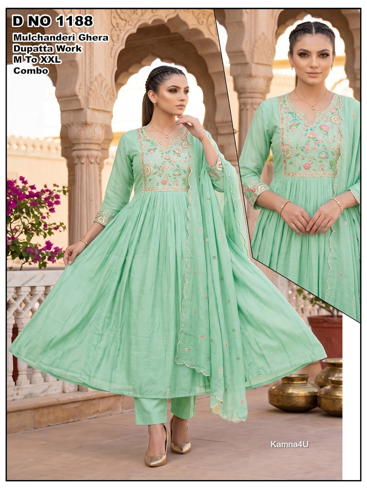 Ghera Kamna4U Chanderi Readymade Anarkali Suits Wholesale Rate