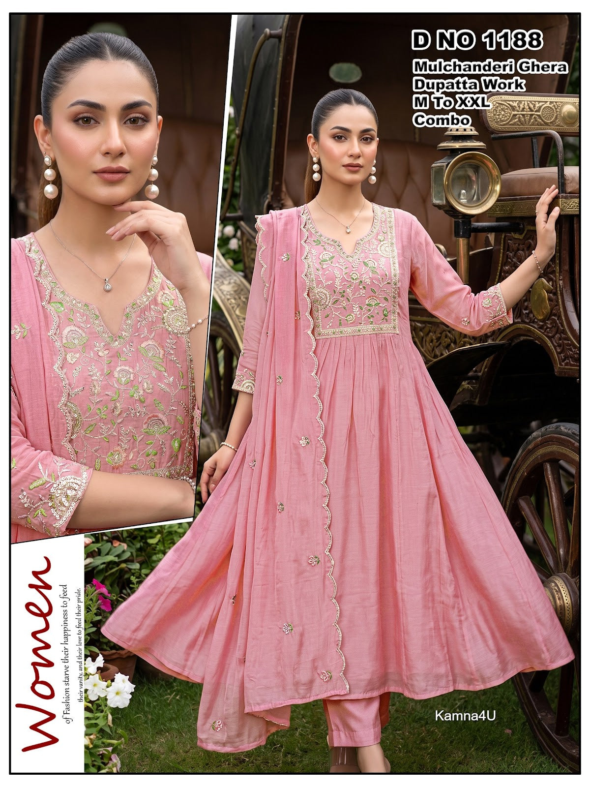 Ghera Kamna4U Chanderi Readymade Anarkali Suits Wholesale Rate