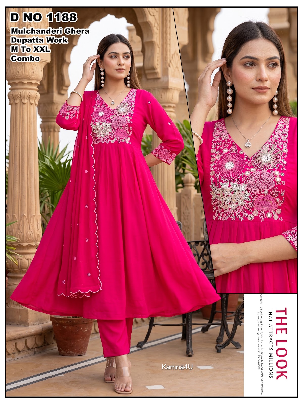 Ghera Kamna4U Chanderi Readymade Anarkali Suits Wholesale Rate