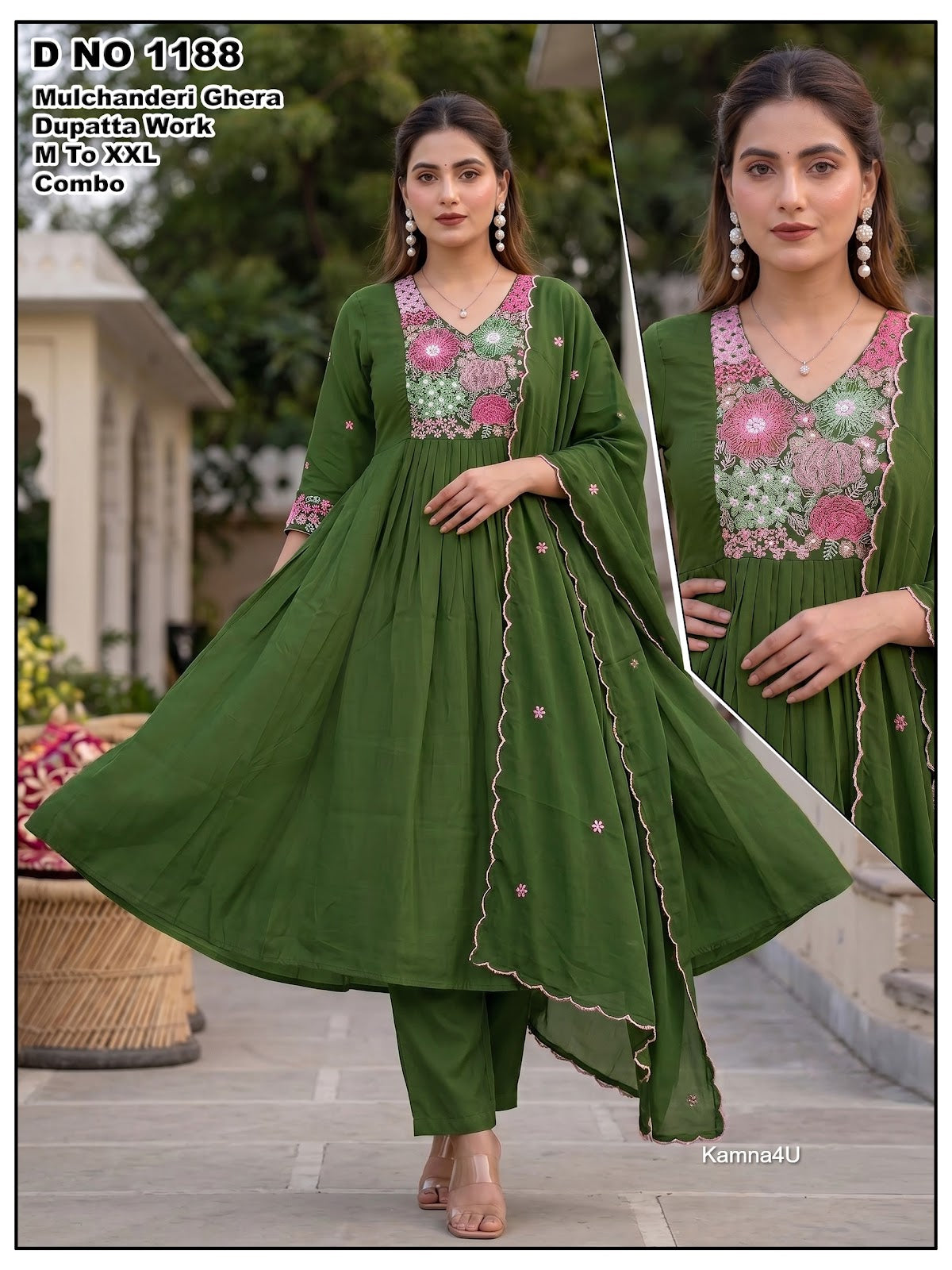 Ghera Kamna4U Chanderi Readymade Anarkali Suits Wholesale Rate