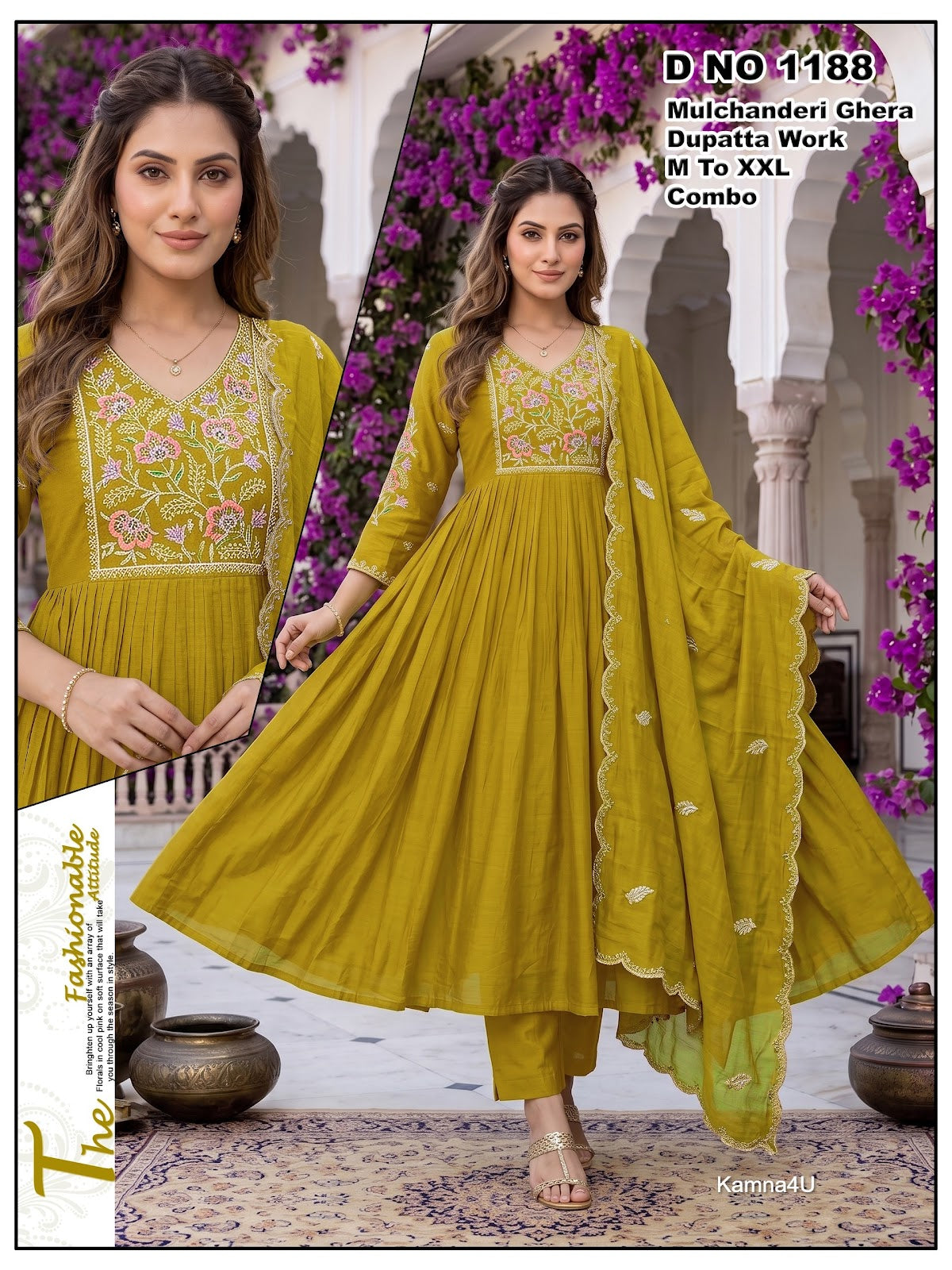 Ghera Kamna4U Chanderi Readymade Anarkali Suits Wholesale Rate