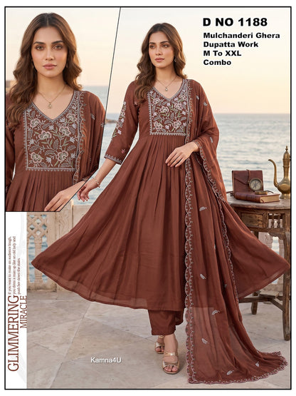 Ghera Kamna4U Chanderi Readymade Anarkali Suits Wholesale Rate
