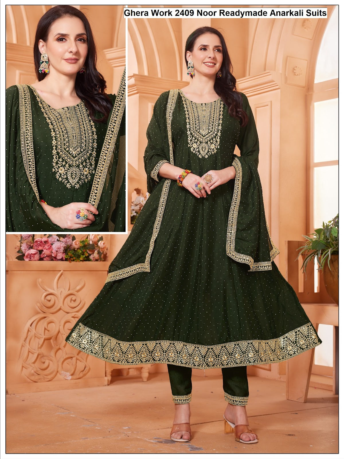 Ghera Work 2409 Noor Vichitra Readymade Anarkali Suits Exporter India