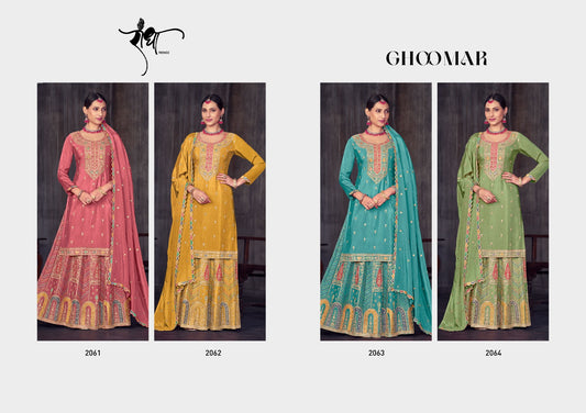 Ghoomar Radha Trendz Chinon Readymade Skirt Style Suits