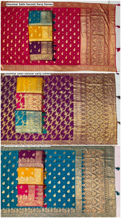 Ghoomar Satin Saroski Saroj Sarees Manufacturer Gujarat