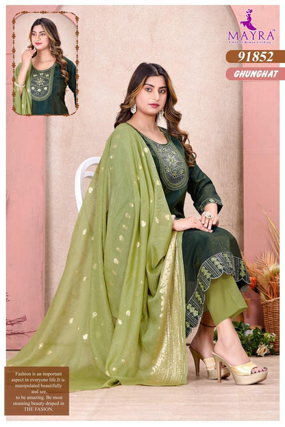 Ghunghat Mayra Roman Silk Readymade Anarkali Suits Wholesaler Ahmedabad