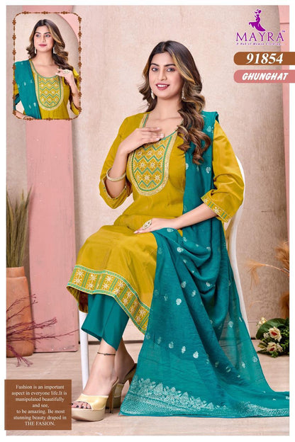 Ghunghat Mayra Roman Silk Readymade Anarkali Suits Wholesaler Ahmedabad