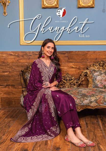 Ghunghat Vol 10 Af Dola Silk Readymade Pant Style Suits Wholesale Price