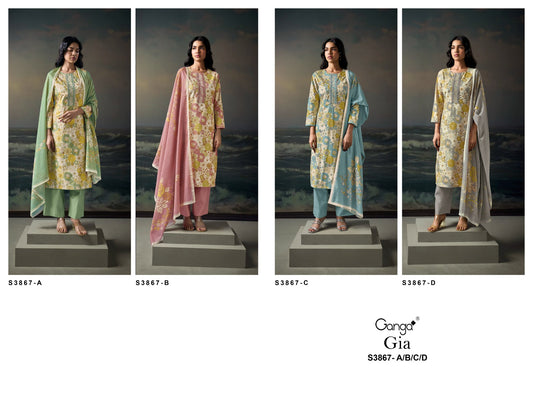 Gia 3867 Ganga Cotton Satin Salwar Suits Manufacturer