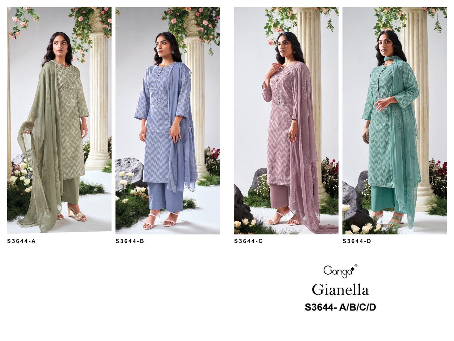 Gianella 3644 Ganga Cotton Plazzo Style Suits Supplier Ahmedabad
