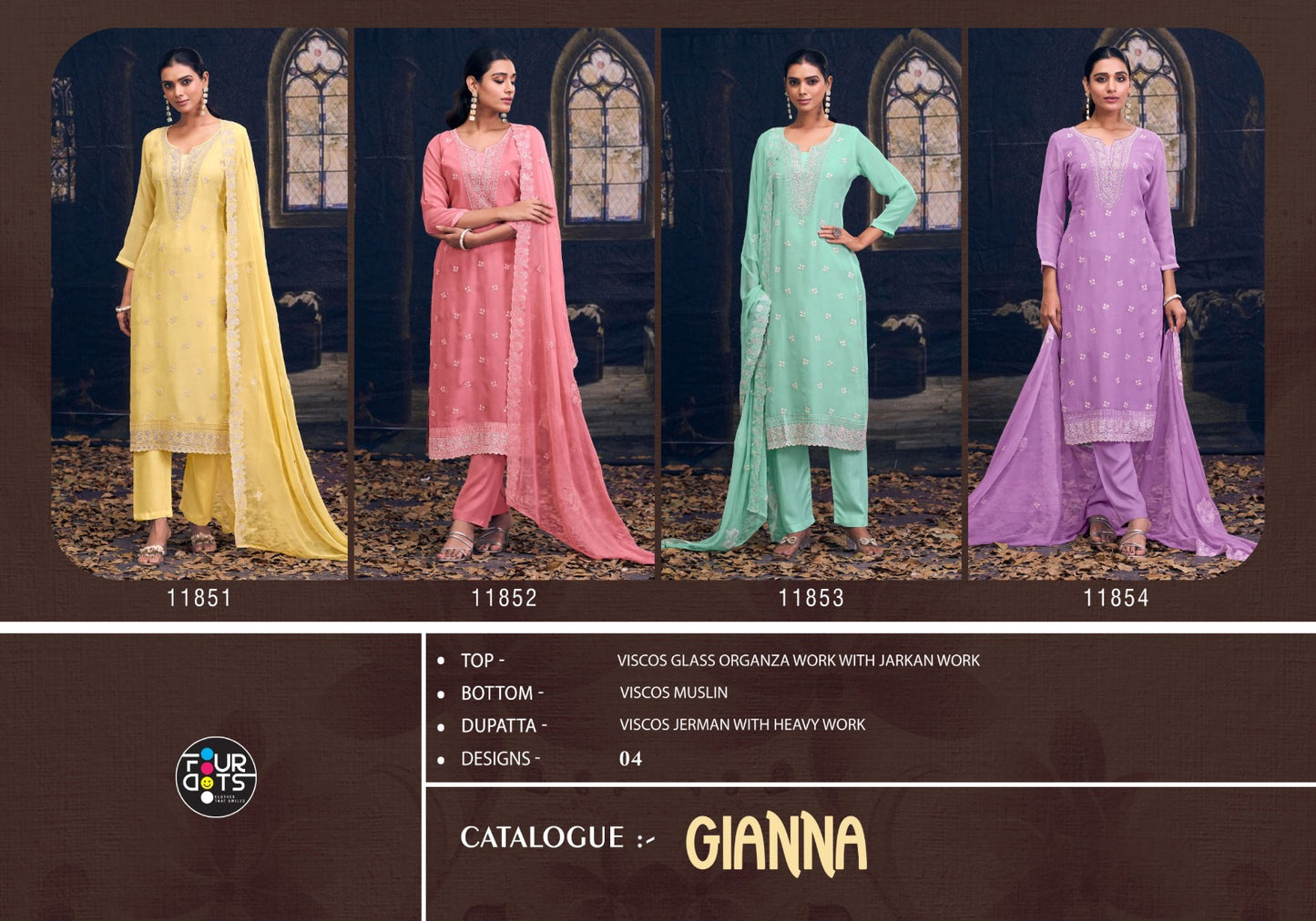 Gianna Four Dots Organza Pant Style Suits Manufacturer Ahmedabad