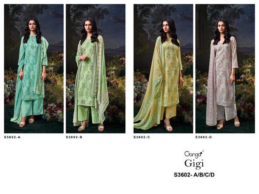 Gigi 3602 Ganga Premium Cotton Pant Style Suits Exporter