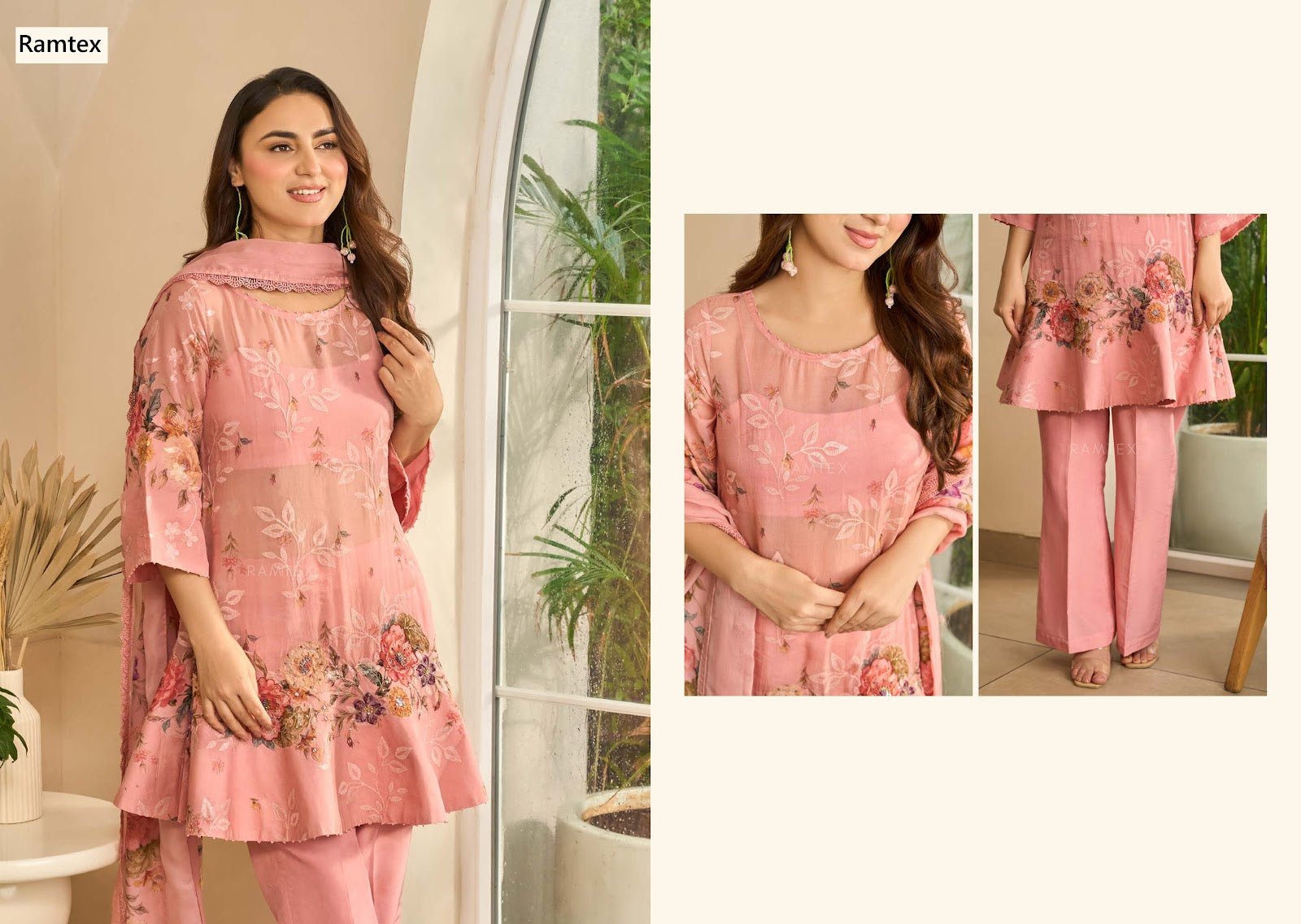 Gilded Sundown Ramtex Organza Pant Style Suits Exporter Ahmedabad