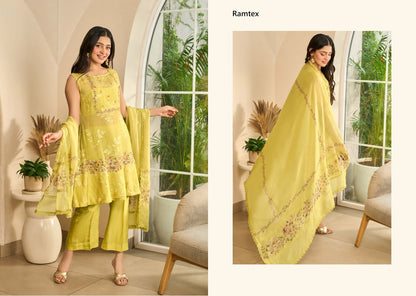 Gilded Sundown Ramtex Organza Pant Style Suits Exporter Ahmedabad