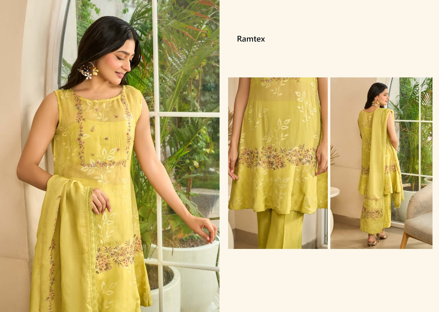Gilded Sundown Ramtex Organza Pant Style Suits Exporter Ahmedabad