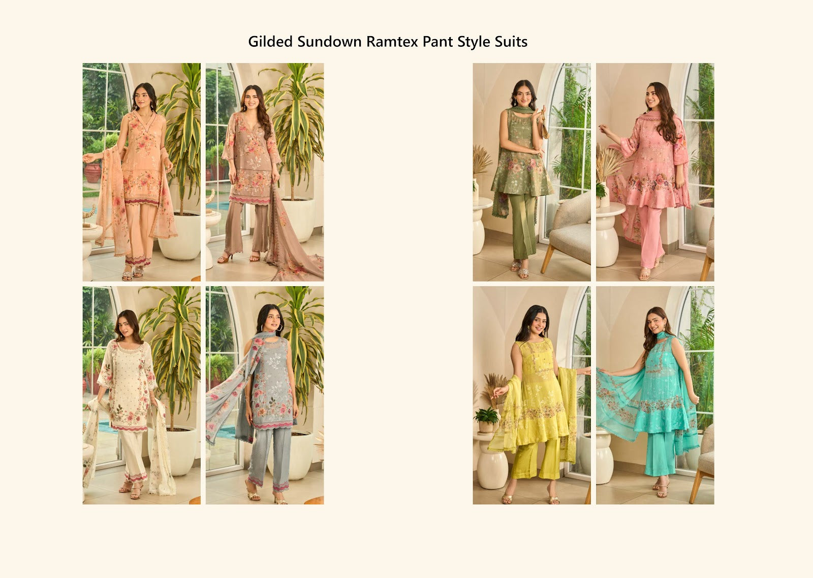 Gilded Sundown Ramtex Organza Pant Style Suits Exporter Ahmedabad