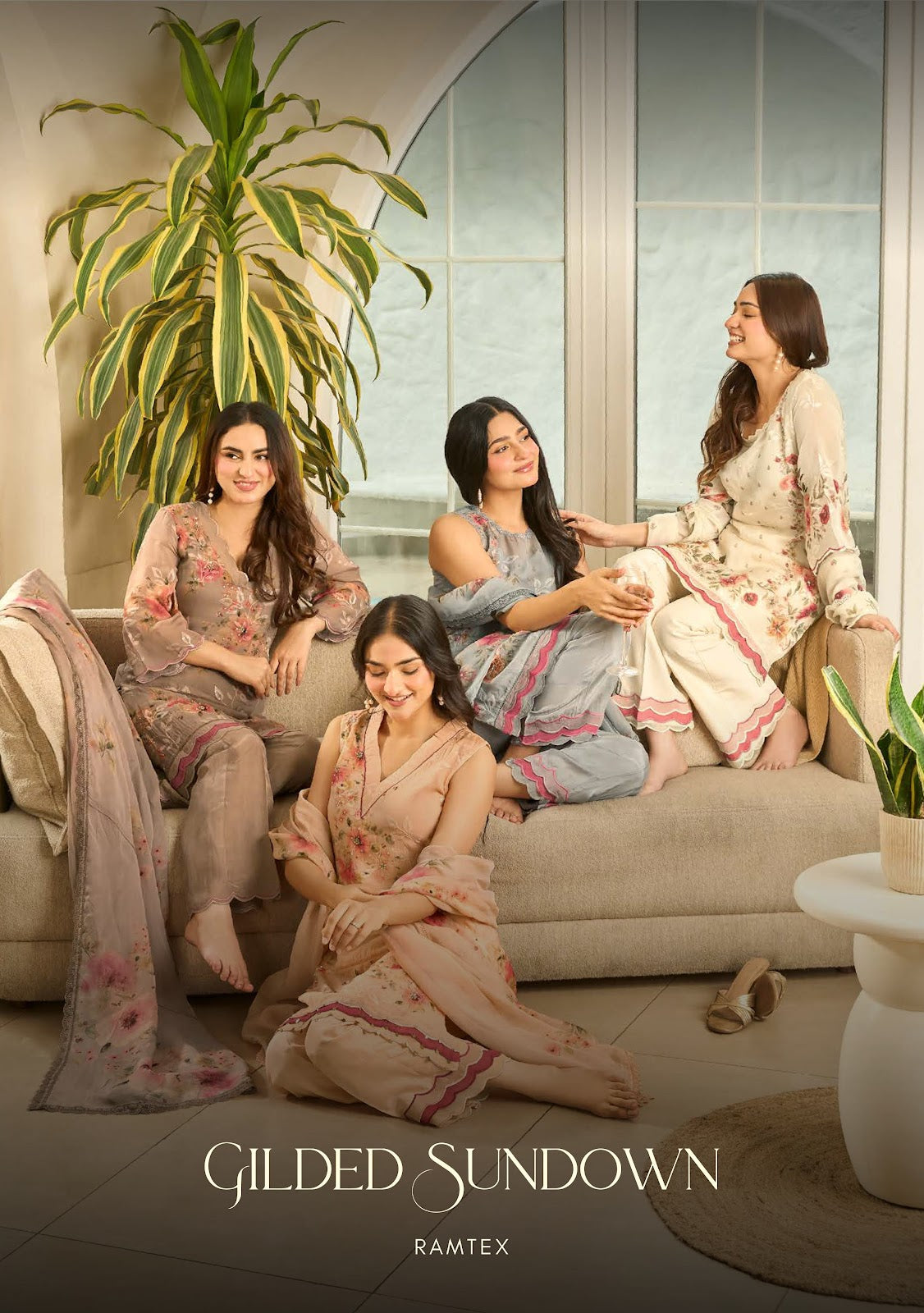 Gilded Sundown Ramtex Organza Pant Style Suits Exporter Ahmedabad