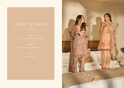 Gilded Sundown Ramtex Organza Pant Style Suits Exporter Ahmedabad