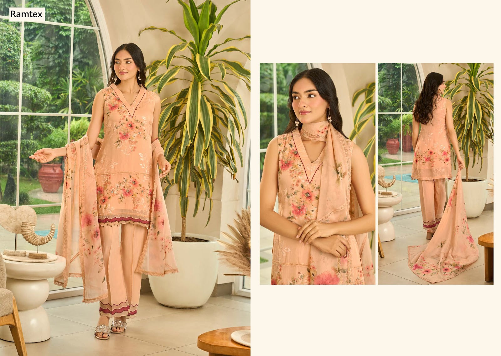 Gilded Sundown Ramtex Organza Pant Style Suits Exporter Ahmedabad