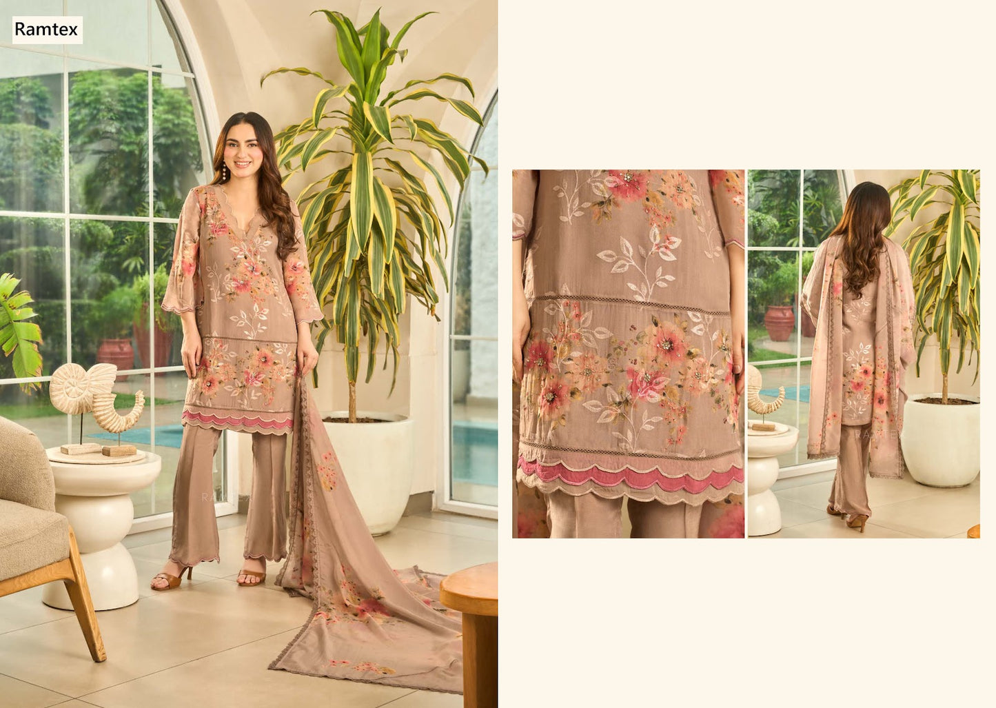 Gilded Sundown Ramtex Organza Pant Style Suits Exporter Ahmedabad