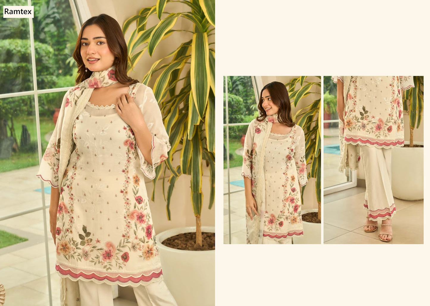 Gilded Sundown Ramtex Organza Pant Style Suits Exporter Ahmedabad